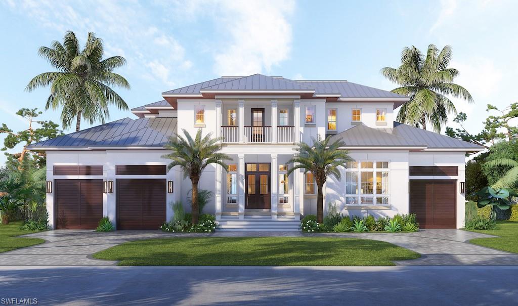 VIV Homes in alliance with Falcon Design presents a transitional yet timeless Old Florida style waterfront home right in the heart of downtown Naples. Residence offers ideal southern exposure on a beautiful Royal Palm lined Avenue just one block from 3rd Street South shops and bistros. 5 bedroom direct Gulf access property offers easy walkability to the pristine beaches of Old Naples and is combined with unparalleled attributes including full concrete construction, 3 car garage, service kitchen, natural gas supply, generator, large waterfront upper level balcony, and an incredible outdoor living space. Noteworthy interior features of this home include a gourmet kitchen with quartzite counter tops, bespoke cabinetry throughout, Sub-Zero/Wolf/Miele appliances, Sonos/security/camera systems, and all oversized en-suite bedrooms including an upper level VIP suite. The magnificent outdoor living setup is complete including saltwater pool/spa, fire place, outdoor kitchen fully protected by automated screens/shutters, and a waterside fire pit area next to the new seawall including an 83’ Ipe dock. Completion estimated for Fall 2020.