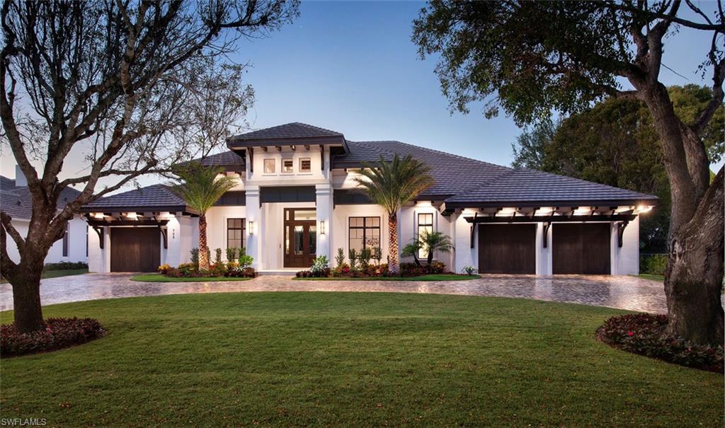 Brand new, Coastal/Contemporary, single story, 4 BR/4.5 Bath/plus study home with 3 car garage, situated on a beautiful Banyan tree lined road just blocks from Lowdermilk State Park in Coquina Sands in the City of Naples. Designed by Weber Design Group and constructed by McGarvey Custom Homes this home offers a superb combination of quality & exquisite finishes, has 4,599 sq. ft. of indoor living space and is in an X flood zone, so there is no flood insurance required. A 12’ Mahogany and glass entry door opens to an expansive great room with a 19’ vaulted ceiling with custom beams & a stone faced fireplace feature wall. The open kitchen offers Sub Zero/Wolf appliances with gas range oversized center island, bar area, and custom cabinetry. 1158 sq. ft. of outdoor living space offers a custom pool with sundeck & spa, outdoor kitchen/bar, stone faced gas fireplace, T&G cypress wood ceilings, and electric roll down lanai screens. Features include: Control 4 home automation system, Anderson impact resistant windows, dual hot water heaters and A/C units, custom closet organizers, 4” recessed lighting, Exotic Granite & Quartz stone countertops, hardwood floors throughout and more.