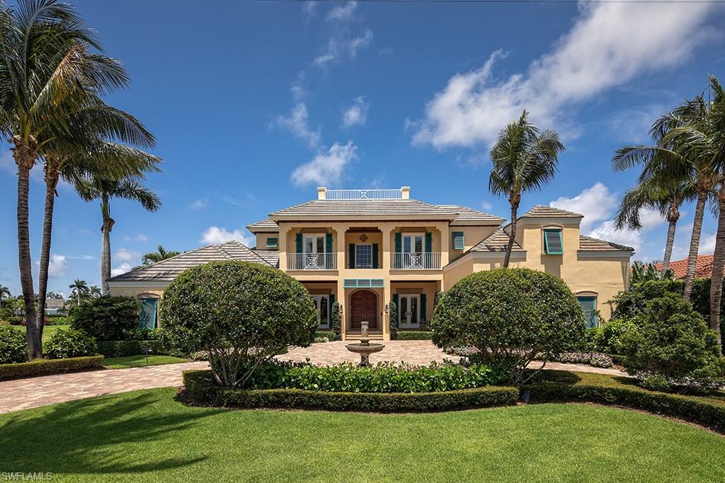 A thoughtfully executed and remarkably comfortable home overlooking the waters of Hidden Bay. The first floor master suite and office provide the convenience of “ground level living” while three large bedroom suites and convenient second floor entertainment room offer generous accommodations for family and guests. The spacious family room area, which flows seamlessly from the well equipped kitchen and, in a like manner, to the outdoor covered terrace with grill and fireplace. Both covered and open-air outdoor living areas overlook the well conceived pool and provide access to the dock and boat lift beyond. The home features highly sought after, yet rarely found, air conditioned storage space accessible via the home’s elevator, in addition to three garage bays. Port Royal Club membership eligibility. Residence is no longer furnished.
