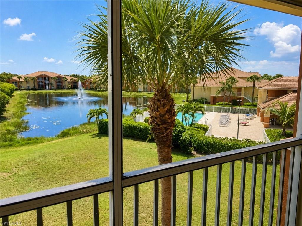 Rarely available lakefront condo in the gated community of Tuscany Gardens! This beautifully maintained 2-bedroom, 2-bath residence offers nearly 1,100 square feet of comfortable living space with picturesque lake and fountain views. Enjoy the scenery from your private screened lanai, which is easily accessed through sliding glass doors from both the great room and the guest bedroom. The great room and both bedrooms also enjoy tranquil water views, while the guest bedroom offers a partial view of the community pool. Large windows throughout fill the home with an abundance of natural light.

Inside, you'll find tile flooring throughout the spacious great room, kitchen, baths, and utility room, with neutral carpeting in both bedrooms. The well-designed kitchen features stainless steel appliances, abundant cabinet and counter space, a generous breakfast bar, and an additional area that's perfect for a coffee bar or beverage station. Just off the kitchen is a connected utility room housing the full-size washer and dryer along with the water heater for added convenience.

The spacious primary suite features an impressive 10' x 5' walk-in closet, dual sinks, and a garden tub/shower combination. The guest bath offers a walk-in shower and conveniently opens to the foyer, making it ideal for visitors. An additional private storage closet provides plenty of room for beach chairs, golf clubs, and seasonal items.

A truly exceptional bonus is the opportunity to purchase a rarely available detached one-car garage for an additional $15,000—a sought-after feature within Tuscany Gardens.

Residents enjoy resort-style amenities including a lakefront pool and spa, clubhouse, fitness center, tennis court, library, playground, sidewalks, and car wash station. HOA fees of under $350 per month include water, sewer, trash removal, exterior pest control, security, and all community amenities. For added peace of mind, the community replaced all tile roofs in 2023.

Perfectly situated in the heart of South Fort Myers, you'll be just minutes from Bell Tower Shops, Whole Foods, Target, Costco, Sam's Club, Gulf Coast Medical Center, RSW International Airport, and an endless selection of shopping and dining. The location also offers convenient access to Florida Gulf Coast University, Florida SouthWestern State College, Barbara B. Mann Performing Arts Hall, the Boston Red Sox and Minnesota Twins Spring Training facilities, and Southwest Florida's beautiful Gulf beaches.

Whether you're searching for a year-round residence, winter retreat, or investment opportunity, this professionally managed, pet-friendly community offers an unbeatable combination of location, amenities, and value.
