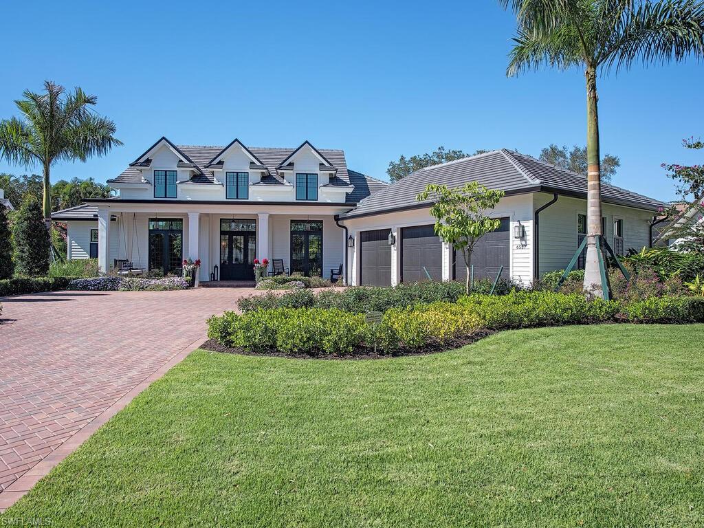 Thoughtfully designed custom-built home in 2021 in desirable Pelican Bay. Upon entering this beautiful home, you will notice the incredible finishes and attention to detail.  Tastefully done and furnished by Molly Hoover Design Group. This home exudes sophistication with a casual ambiance. Open floor plan designed to bring the great room, kitchen, spacious island and dining room all together for entertaining opportunities.  Sliding pocket doors open up to a fabulous outdoor space that offers electric screens, abundant lounging areas, fireplace, large gas heated/salt water pool w/spa, fire pit and ready gas equipped kitchen all in your own in private fenced in backyard. Spacious kitchen is equipped with WOLF appliances, gas range, double wall ovens, significant custom cabinetry and separate working pantry with additional dishwasher, huge pantry area and cabinets. Equipped with generator, automated roller shades, surround sound speakers throughout home, security cameras for exterior coverage. Elegant master bedroom, luxurious master bath and his/hers closets. Guest rooms privately situated with their own private bath and custom closets.  Don’t miss this exceptional opportunity!