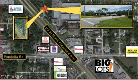 3.61 Acres of Prime Commercial Property.  Just north of the intersection with Pondella Road.  Includes over 530 feet of US 41 Frontage.  Includes Electronic Marquee for Signage.  Ample room and opportunity for development and expansion providing 2 potential sources for income from the billboard and a tenant.  Includes one building built in 1999 and renovated in 2013.  Several Permitted uses are available at this site!