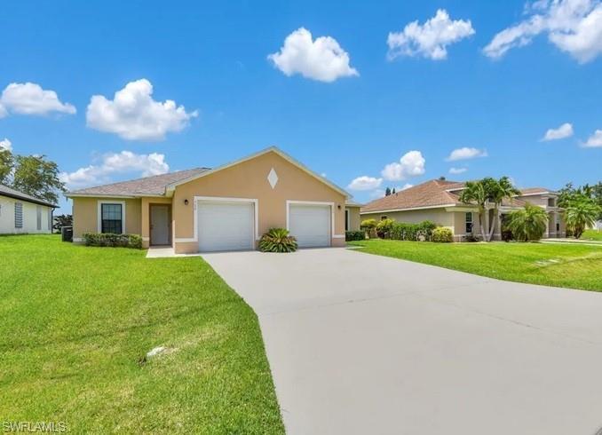 Waterfront Duplex unit Available Now for annual lease. Features include a garage, canal views, granite counter tops and tile floors throughout the entire home. Recently built home with St. Augustine sod and a sprinkler system. Lawn service included. Bright and open design with modern finishes in excellent condition. Relax by the fresh water canal, go kayaking or enjoy fishing right from your backyard. Conveniently located next to Cultural Park, near Cape Coral Historical Society and Art League, shopping, dining, and schools. With Veterans Blvd and Cape Coral Pkwy a short drive away. City water and sewer means no well or septic to deal with. Application Required with First, Last, and Security deposit prior to move in. Some financing of deposits may be available for qualifying applicants.