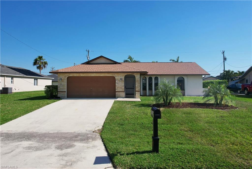 Welcome to this beautifully maintained 3-bedroom, 2-bath pool home located in the heart of desirable Southwest Cape Coral. Featuring an open-concept great room and dining area with soaring ceilings, tile flooring throughout the main living areas, carpet in the bedrooms, stainless steel appliances, and a private in-ground pool, this home is perfect for full-time living, a vacation getaway, or an investment property.
Ideally situated on a quiet street just 6–7 minutes from Cape Harbour Marina and Downtown Cape Coral, you'll enjoy easy access to waterfront dining, shopping, entertainment, and grocery stores. World-famous beaches including Sanibel, Captiva, and Fort Myers Beach are just a short drive away, while the Cape Coral Yacht Club and Beach are approximately 15 minutes from the home. A fantastic opportunity in one of Cape Coral's most desirable locations!