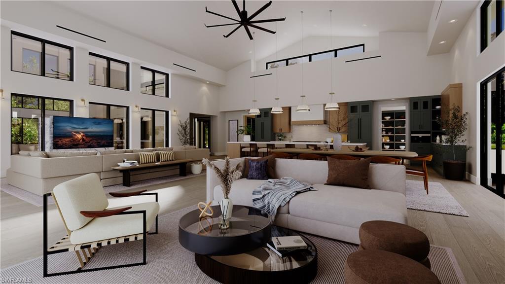Unveiling a new era of Contemporary Coastal homebuilding in Naples, Florida, this modern bespoke concrete home redefines art and luxury living. With 2 kitchens, 5 bedrooms, 5 full bathrooms, and 2 half baths spread across 7,957 sq ft, it offers unparalleled space and privacy. Nestled on 2.5 acres west of Collier Boulevard, its secluded location provides tranquility within minutes of Naples beaches. Inside, discover unique concrete, wood and natural stone accents, complemented by floor to ceiling windows and vaulted ceilings that naturally illuminate the entire home and provide breathtaking views of the surrounding landscape. Illuminated grand hallways suitable for an art collection lead to each of the bedrooms, all of which possess oversized closets and ensuite baths. The expansive outdoor living area—complete with pool, spa, and kitchen—?is suitable for a large family gathering or entertaining at its best. Experience the allure of unmatched sophistication and exclusivity with this one of a kind estate.