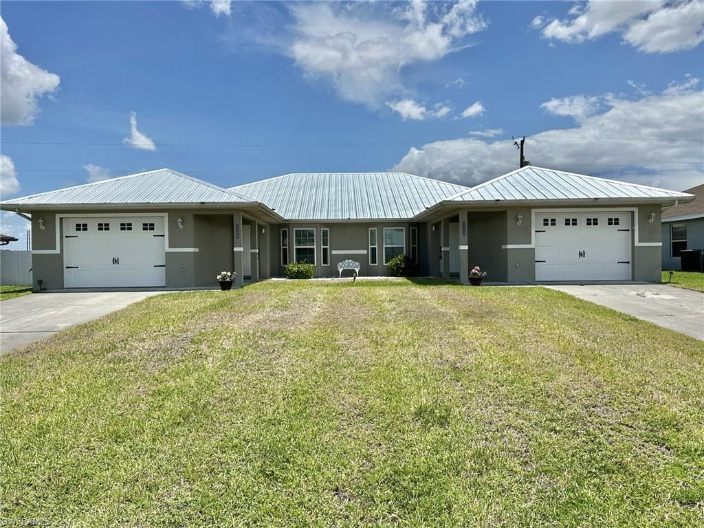A much loved and maintained 2003 duplex with Southern exposure of 2385 sq ft, 3-slider great room’s to lanai’s under truss, 4-bedrooms [primary ensuite’s 15X16 with double slider to lanai under truss], both lanai’s have wall décor installed, 4-combo tub/shower baths with new showerheads, two one-car garages with W/D hookups [2308 side has some fixed shelving].  Features: 2022 new metal roof with rain gutter solar lighting and lanai screening *side trash receptacle steel pads *2024 new front wind impact windows *2019 white vinyl fencing with divider and solar post lighting *2024 water treatment pad/storage canopied *2018 installed irrigation system *2017 new rear rain gutters *steel dual mailbox *dual house number plates *exterior repaint * garage door openers with keypad * front stoned ground area with step pads *painted entry walkway, garage and lanai floors [not 2306 garage floor], replaced all new exterior outlet covers, installed garage door accents *side-2306 newer almond kitchen appliance package *2025 2306-side bedrooms newly carpeted, repainted all interior, both sides all new front entry door lock-hardware, both sides A/C ductwork cleaned, deodorized, added air handler UV lights and new ROI systems. Plus- plus all for a caring resident-owned duplex.  Call for your purchase showing today