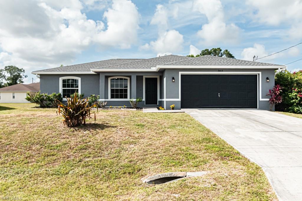 Look no further for your perfect  home.   Welcoming all generations to gather, live and celebrate together.    Freshly painted inside and outside. The  Kitchen ! All new GE appliances, Slate on the refrigerator for no-show fingerprints.  Enjoy socializing at the quartz bar top on the Island. The counter tops are new, along with all the door pull hardware.  New carpet in the bedrooms. Bathrooms have new counter tops, sinks, faucets, mirrors & lighting.  Lots of closet space in this house.  Located at the end of the road. Do not delay on this opportunity 
No HOA, no CDD fee and NOT in A FLOOD ZONE

The ROOF was replaced in 2022 and the WATER HEATER in  2024. 2 windows. 1 in each bedroom are storm resistant.
Located at the end of the road, no thru traffic.  SR 82 & Gunnery are conveniently,  just a few turns away.  RSW is minutes away.