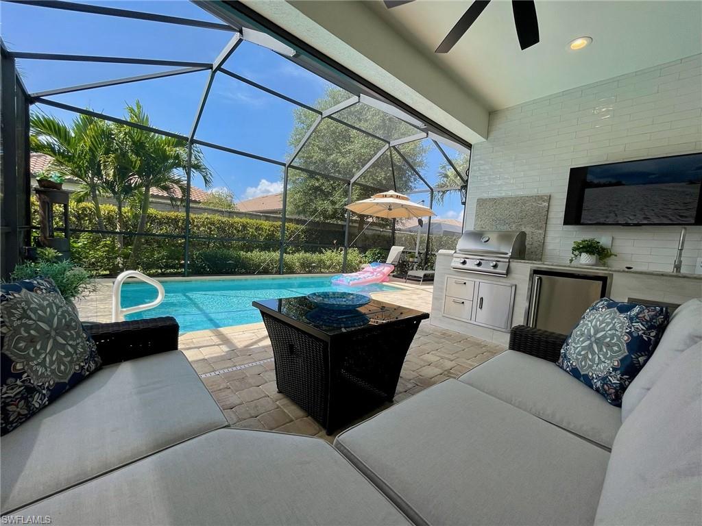 Private Pool~Community Pool~Fitness Center & PICKLEBALL COURTS! This home features 3 bedrooms plus a working den for work from home options. Fully furnished with everything you’ll need to enjoy sunny Naples and Marco Island Beaches, a short 18 minute drive! Open concept floor plan. The 3rd bedroom has a sleeper sofa to comfortably accommodate guests. Enjoy the community clubhouse offering a resort style pool with lap swimming, spa, fitness center, and billiards along with tennis and pickleball courts. Hacienda Lakes offers a convenient location between Naples 5th Avenue and Marco Island for shopping, dining and beautiful beaches. MONTHLY OFF SEASON PRICE (MAY THROUGH OCTOBER), IS $5950 AND MONTHLY SEASON PRICE( NOVEMBER THROUGH APRIL, IS $9500