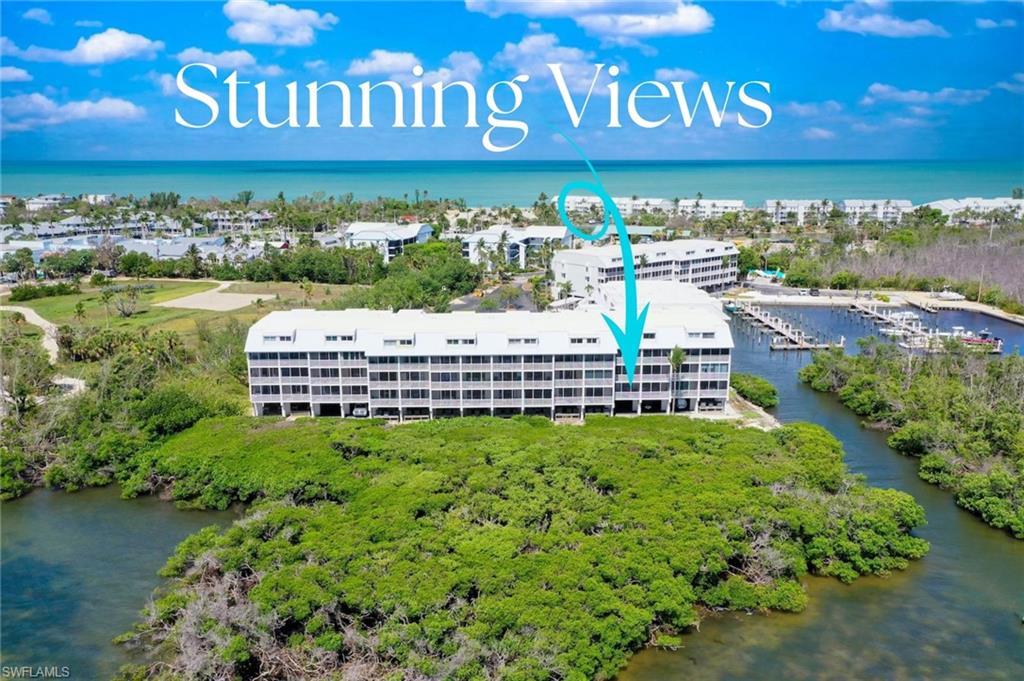Bayside Bliss! This charming 1-bedroom, 2-bath condo combines comfort, style, and versatility—ideal for personal enjoyment or as an investment opportunity. Situated on the elevated first floor with stunning views of Pine Island Sound, the condo offers a tranquil setting with picturesque scenes of boats, wildlife and more. The interior is thoughtfully designed with coastal-inspired furnishings, creating a bright and inviting atmosphere. The kitchen features granite countertops, shaker-style wood cabinetry, stainless steel appliances, and a spacious double sink. Both bathrooms are appointed with granite vanities and decorative mirrors. Fully furnished and move-in ready, this condo ensures seamless enjoyment. Located in the heart of Captiva, Bayside Villas offers convenient access to the beach, the Village of Captiva, and popular restaurants. Amenities include a pool, spa, under-building parking, and an assigned storage locker, making this property a true gem.