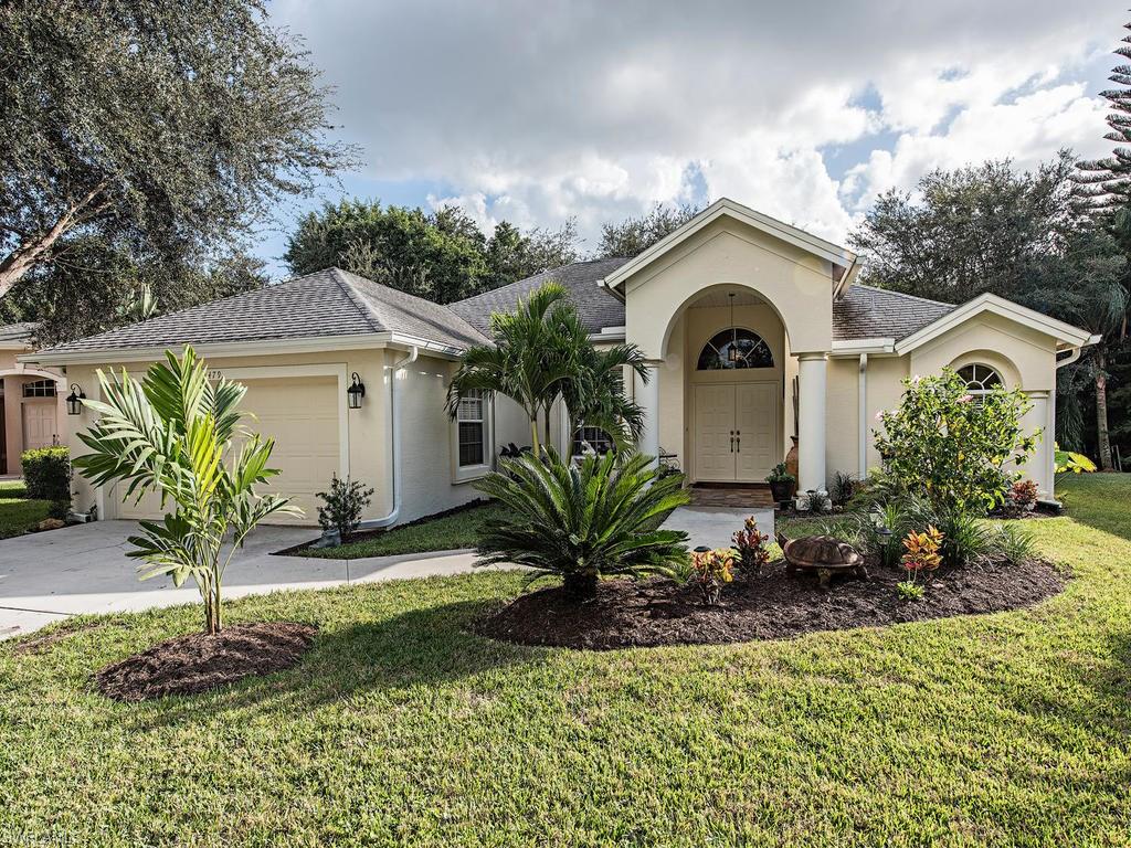 This three-bedroom pool home is located in the gated community of Briarwood.  Very private and quiet cul-de-sac with southern exposure. Briarwood offers excellent amenities such as a lap pool, resort pool, tennis, basketball, volleyball, playground, community room and close to 5th Ave, Beaches, shopping & dining. Storm shutters, volume ceilings with a split floor plan.  Excellent investment/rental potential.  Recently painted inside and out.  Replaced the pool screens and painted the cage.  New air-conditioner and landscaping.  Custom closets in every room.