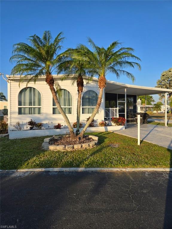 Immaculately furnished, renovated and move-in ready, this exquisite 2-bedroom, 2-bathroom home in Thunderbird Estates is a true gem. From the moment you step inside, you'll be captivated by the meticulous attention to detail and the abundance of natural sunlight. Engineered flooring throughout accompanied by tile flooring, the kitchen features granite countertops complemented by stunning cabinetry. Recent upgrades include a brand new A/C system and appliances, ensuring both comfort and efficiency. Located in a vibrant 55+ community just 3 miles from the shoresof Fort Myers Beach, this property offers the perfect blend of convenience and relaxation. With low HOA dues of only $100 per month, owning a slice of paradise has never been more affordable. Whether you're seeking a winter retreat or a year-round sanctuary, this home promises a lifestyle of comfort and tranquility. Don't miss out on the opportunity to make this beautiful place your own. Call now to schedule a viewing and experience the charm of Thunderbird Estates firsthand!