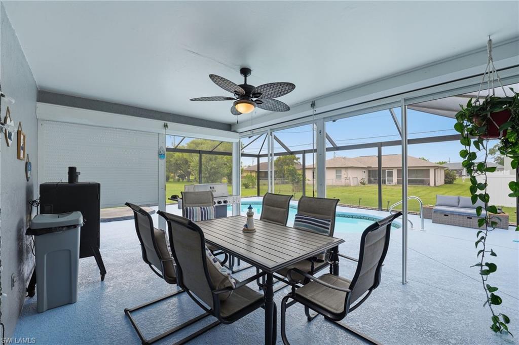 Discover the perfect blend of comfort, value, and location with this well-maintained Cape Coral pool home. Features today's buyers are searching for, including a newer roof, newer A/C system, city water and sewer with all assessments paid, and a newer pool screen enclosure. Inside, you'll find granite countertops, tile flooring throughout the main living areas, kitchen, and bathrooms, and a functional layout designed for easy Florida living. Enjoy added peace of mind with roll-down hurricane shutters and an automatic sprinkler system that helps keep the landscaping looking its best year-round. The screened pool area provides the ideal space for relaxing, entertaining, and enjoying the Southwest Florida lifestyle. Located in a desirable Southwest Cape Coral neighborhood, this home is centrally located near shopping, dining, schools, parks, healthcare, and major roadways. It is also just minutes from the highly anticipated Seven Islands Project and the future Coral Grove development, two transformative waterfront destinations expected to bring new restaurants, entertainment, recreation, and economic growth to the area. Whether you're looking for a primary residence, vacation home, seasonal retreat, or investment property, this move-in-ready Cape Coral pool home offers a rare combination of location, updates, and long-term value in one of Southwest Florida's most sought-after markets.