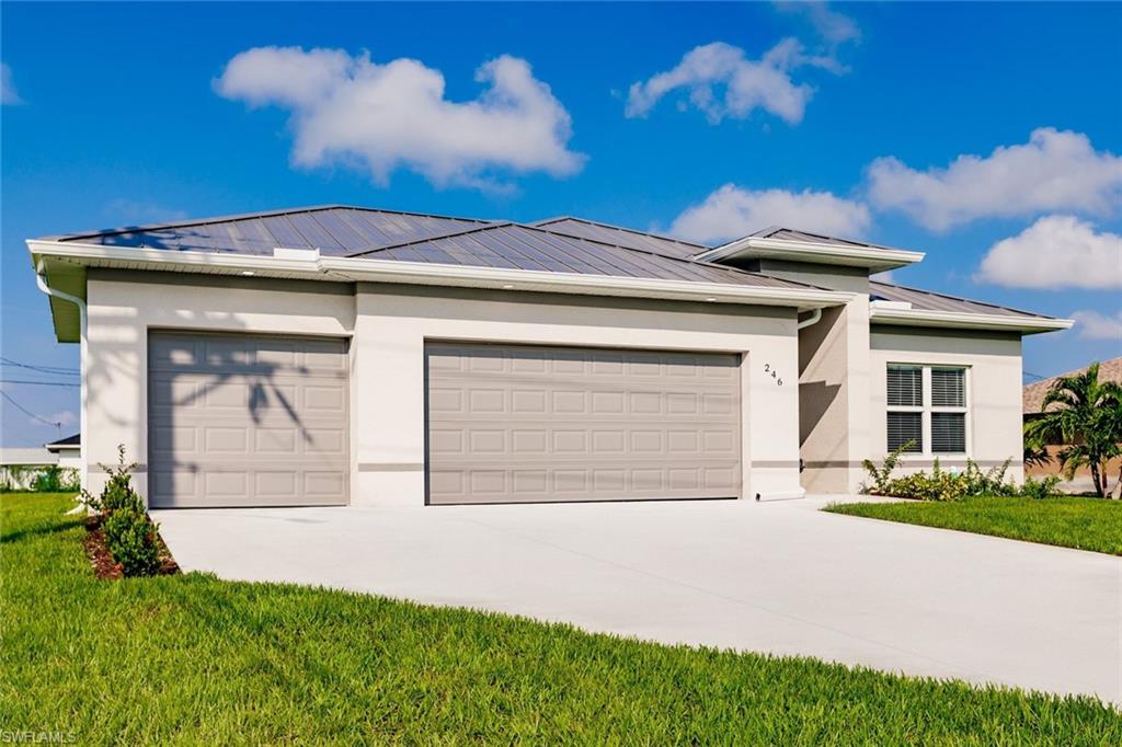 Corner Lot Gem with 3-Car Garage in Cape Coral – Upgraded Finishes & Flexible Living Space!

Spacious and stylish 4-bedroom (or 3 + study), 2-bath home in the heart of Cape Coral featuring a rare 3-car garage and elegant tile flooring throughout. The modern kitchen boasts granite countertops, 42” wood cabinets with soft-close features, stainless steel appliances, and a large breakfast bar perfect for entertaining.

Enjoy ceiling fans in every room, a covered lanai, and an indoor laundry room with washer and dryer included. Optional fenced yard and lawn care available for added convenience. Model photos shown—multiple homes and flexible move-in dates available. Schedule your showing today—homes like this go fast!