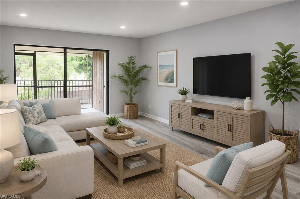 Don’t miss this beautifully REMODELED 2-bedroom, 2-bath condo located in the peaceful, gated Pine Haven community of Bonita Springs, just minutes from downtown Bonita Springs and only 4.8 miles from the beach! This stunning residence has been FULLY UPDATED from top to bottom, featuring BRAND-NEW STAINLESS STEEL APPLIANCES, modern gray kitchen cabinetry paired with elegant BUTCHER BLOCK COUNTERTOPS, and NEW FLOORING throughout the entire unit. Every detail has been thoughtfully refreshed to create a clean, modern, and move-in-ready space. Pine Haven offers meticulously maintained grounds, assigned parking, a community pool and tennis court with clubhouse gathering area, and scenic ponds surrounded by mature pines and lush landscaping. The result is a quiet, serene setting that feels like a private retreat while still being close to shopping, dining, and the Gulf beaches. One or more photo(s) has been virtually staged, AI generated or rendered.