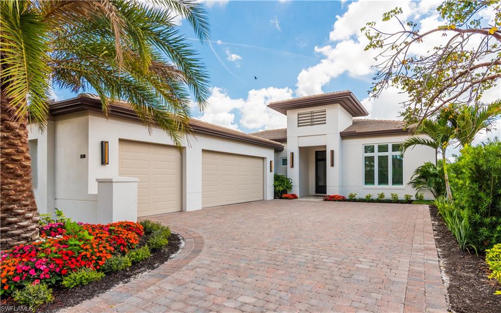 HOME IS CURRENTLY UNDER CONSTRUCTION WITH ANTICIPATED COMPLETION SPRING OF 2022. (Picture of previous model) The Martinique home, by London Bay, is nestled within the neighborhood of Lucarno, inspired by the charm and classic style of Europe's Mediterranean region. The home features breathtaking views of the lake and Mediterra's Italian Parterre Garden. The sleek, contemporary kitchen boasts designer cabinetry and appliances as well as an island breakfast bar. The open great room plan includes sliding glass doors that lead to a covered area equipped with outdoor kitchen, overlooking the picturesque custom pool and spa. The home's master suite features a luxurious bathroom with freestanding soaking tub, walk-in shower, dual vanities and an oversized walk-in closet. One of the bedrooms can be converted to a study, providing  the ideal home office. Including the three-car garage and outdoor living and dining areas, the Martinique offers 5,180 total square feet. This home is being sold UNFURNISHED.  Once this home sells, there is only 1 REMAINING LOT to be built on that offers the same lake and Italian Garden View. Do not miss out!!