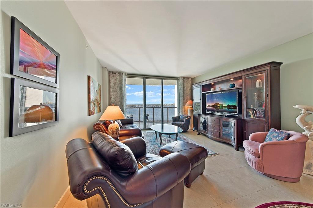 This contemporary 32- story OASIS tower rises right on the waterfront with unobstructed water and city views, from 2 private balconies! Enjoy world-class amenities; tennis courts, resort style pool, state- of the art fitness center, concierge services and more! Meet with your friends in the resident only lounge, billiards and entertaining rooms. Close to the revitalized Downtown River District with dozens of restaurants, bars, shops and galleries, you will love the relaxed lifestyle of Southwest Florida.  Furnishings are negotiable.