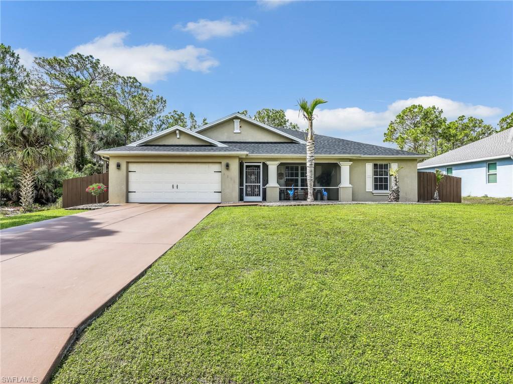 Move in ready and filled with updates, this 3 bedroom plus den, 2 bathroom pool home offers spacious living areas, and a long list of improvements already completed for the next owner. Vinyl flooring runs throughout the main living areas and front porch, while all bedrooms feature new carpeting installed in 2024. Large sliders across the back of the home overlook the solar heated pool and open to the oversized lanai, creating an ideal indoor and outdoor living setup with sun on the back of the home all day long.

The kitchen was designed for gathering and entertaining with a large center island, epoxy countertops, updated faucet, and reverse osmosis system under the sink. Light fixtures and ceiling fans have been updated throughout the home, adding a fresh and modern feel. The primary suite offers generous space with a large bedroom, oversized closet, and a spacious bathroom featuring dual sinks, epoxy countertops, updated faucets, a newly renovated shower with dual shower heads completed in 2024, and an added closet for extra storage. The guest bathroom also includes dual sinks along with updated epoxy countertops and faucets.

Additional features include large guest bedrooms, an epoxy finished garage floor, a 10x8 storage shed added in 2020, and a fenced backyard that was recently re stained and has been well maintained. The home and yard have been exceptionally cared for.

Major updates include a new roof in 2026, hot water heater replaced in 2024, vinyl flooring installed in 2021, bathroom counters and faucets updated in 2019, epoxy kitchen counters completed in 2019, fence installed in 2017, and the pool added in 2016. Some furnishings are negotiable, making this an even easier opportunity to move right in and start enjoying everything this home has to offer.
