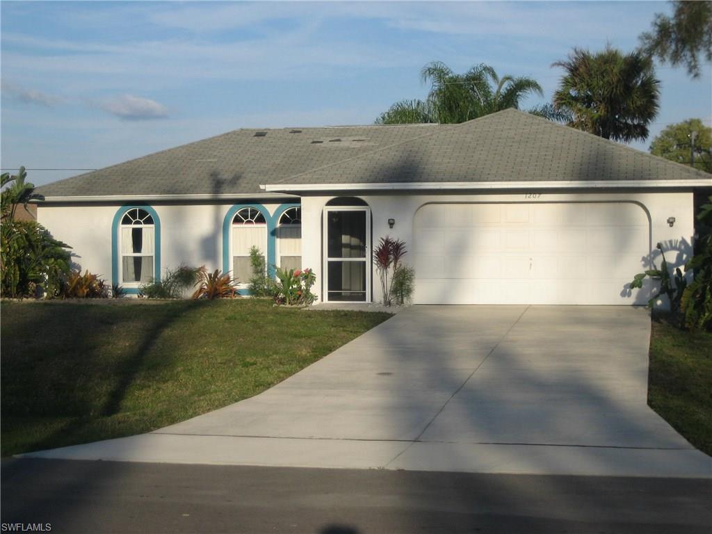 Charming Cape Coral home. A quiet neighborhood nestled between Veterans Parkway and Pine Island Road. It is very convenient to restaurants, shopping and access to Fort Myers. Across from canal homes, the nice open floor plan makes it easy to entertain. Perfect starter home or second home. There is plenty of room for a pool. The front entry is screened in as well as a spacious back lanai. All this home needs is some new owners to show it some love. Original roof will need to be replace in the next 2 or 3 years, estimated at approximately $5K, reflected in the price.