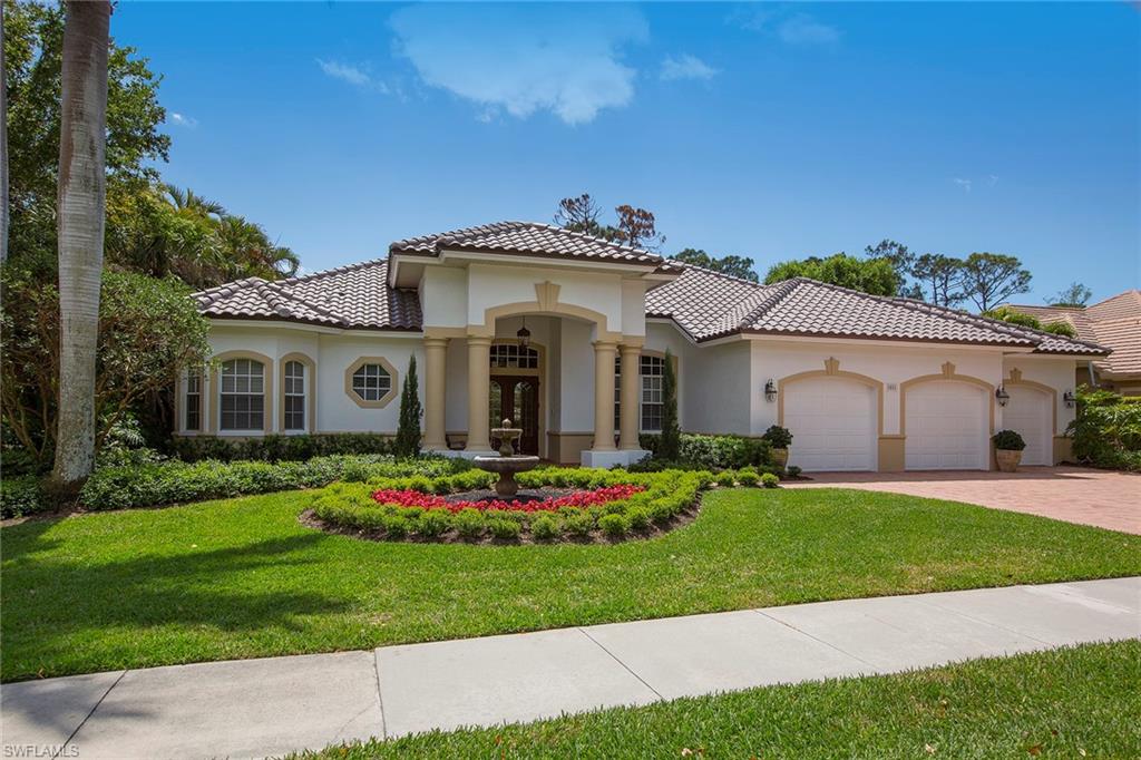 Presenting this private home in the Gables of Pelican Marsh with lovely southern natural light. The gracious living room boasts a wall of windows framing the pool and tropical backgrounds and transitions to the kitchen/family room area featuring a large kitchen island, pantry, double ovens and white cabinetry. Pocketing sliding doors open from the family room to an overly spacious lanai with heated pool and spa and wonderful entertaining spaces surrounded by the privacy of lush tropical landscaping. The master suite opens to the lanai through French doors and offers plenty of space for a quiet sitting area. This home boasts volume ceilings, plantation shutters, oversized three car garage and a newer roof (2015). Pelican Marsh is a gated, amenity-rich community offering an active tennis program, fitness center, bocce ball and optional memberships to the Pelican Marsh Golf Club and is close to Mercato, Waterside Shops and Naples beautiful beaches.