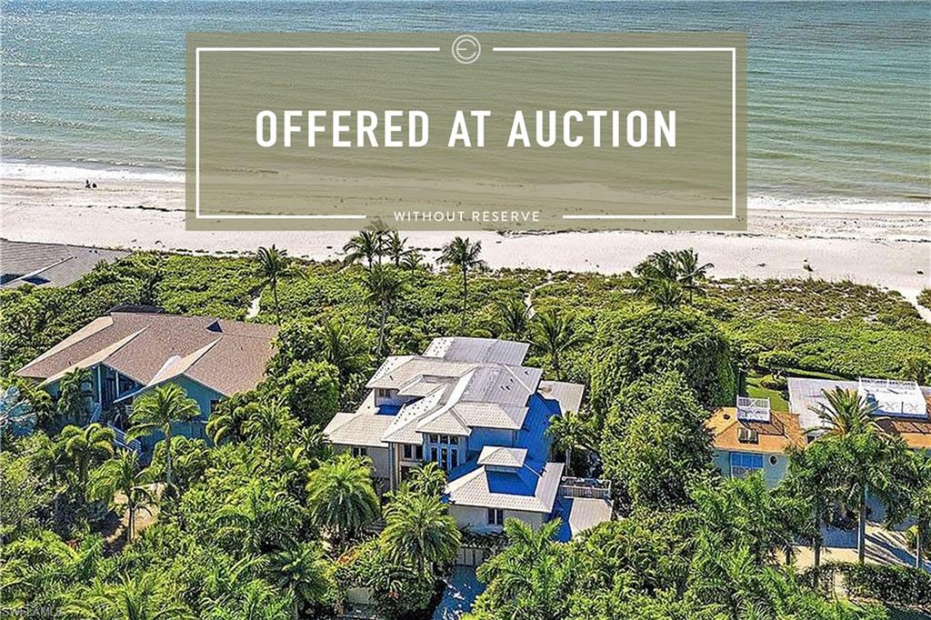 No Reserve Auction to be held on-site, Sunday, April 11th, 2021, at 11:00 AM.   Beachfront living in one of southwest Florida’s most desirable homes. Featured in Florida Design Magazine, this Magnificent estate home  is situated  on world renown  Sanibel Island on your own private beach. Offering every amenity one can dream of including 100 feet of Gulf of Mexico frontage, 3 car garage, three stories, movie theatre, elevator, every floor laundry areas, artisans staircase, outdoor kitchens on multiple floors, saltwater pool and jacuzzi, views from everywhere. Tropical landscaping abounds on the over 1 acre pristine property. One of the  finest homes money can buy. Live your  dream in this stunning home and enjoy all the benefits of Florida living.