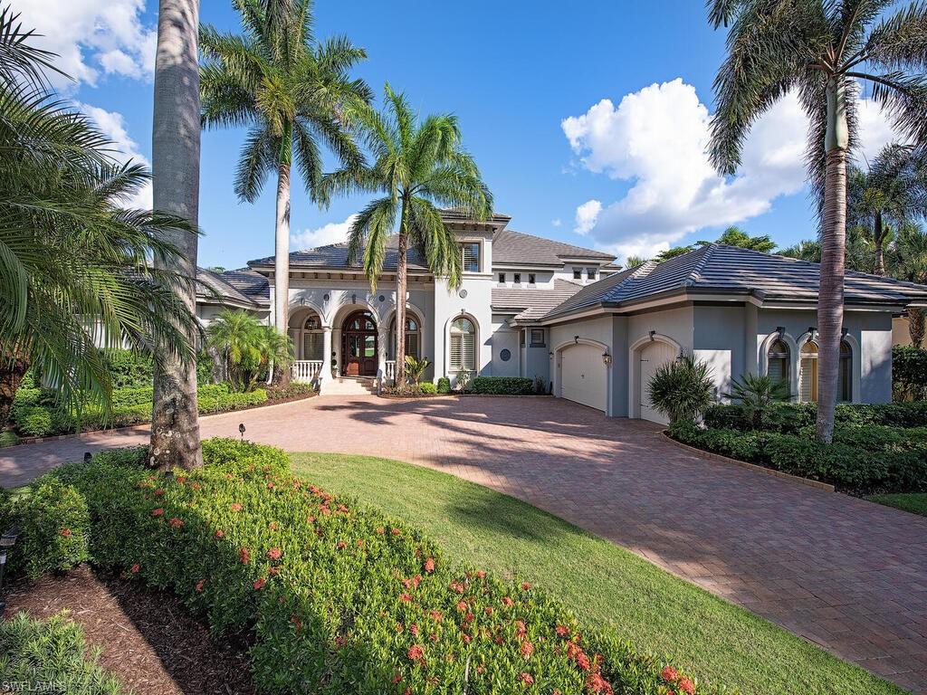Views! Views! Views! Expansive Long Lake and Golf Course Views! This Grand 2 Story Estate Home Boasts One of the Best Golf Course Views in all of Mediterra! Outstanding craftsmanship is reflected in every aspect of this custom built home. Upon entering the home you are greeted with sweeping views that are visible from every room. Marble floors throughout the home including the lanai. Faux finishes, Venetian Plasterd Walls, artwork design in niches, coffered ceilings, custom crown molding, granite throughout. The family room is the pivotal point in the home, it is open and spacious, overlooks the entire outdoor living area. Indoor living flows to the outside where the pool side fireplace and summer kitchen make entertaining a delight. Your family and guests will enjoy the tiered and terraced negative edge pool with water features. Mediterra has all the amenities you desire for Exclusive Upscale Gulf Shore Golf Course Community Living in tropical paradise. New Roof and New Lanai Screens 2018.