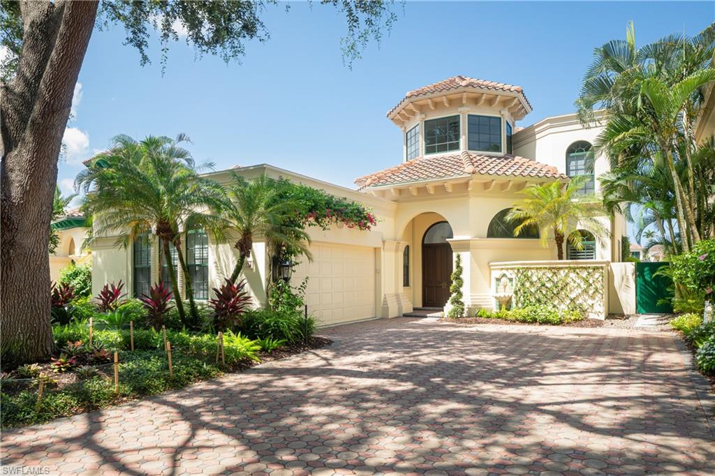 The epitome of elegance and timeless luxury perfectly describes this four bedroom Vizcaya villa. Completely renovated and reimagined [post Ian], this home fulfills your every need. The clerestory windows add to the light and bright feeling of the soaring ceilings in the great room and family gathering room. This well planned layout offers the owner's suite and a guest suite on the main floor, and two additional bedrooms and open den/office on second level. The luxurious owner's retreat includes spacious closets, a spa-like shower, and striking mosaics. The kitchen and baths are highlighted with stunning marble and Waterworks fixtures. Find exquisite lighting details in every room.  Step outside to the newly landscaped private courtyard for quiet time.  Beyond the gates of Bay Colony, residents enjoy all Pelican Bay privileges, plus the private Bay Colony Beach Club. Located on three miles of pristine beach, enjoy fine dining experiences, from casual to elegant, outdoor amenities including attended beach services, tennis clubs, fitness, and the Learning & Wellness Center.  This finely finished property can be yours for season - prepare yourself for the best! This is the Naples lifestyle for you.