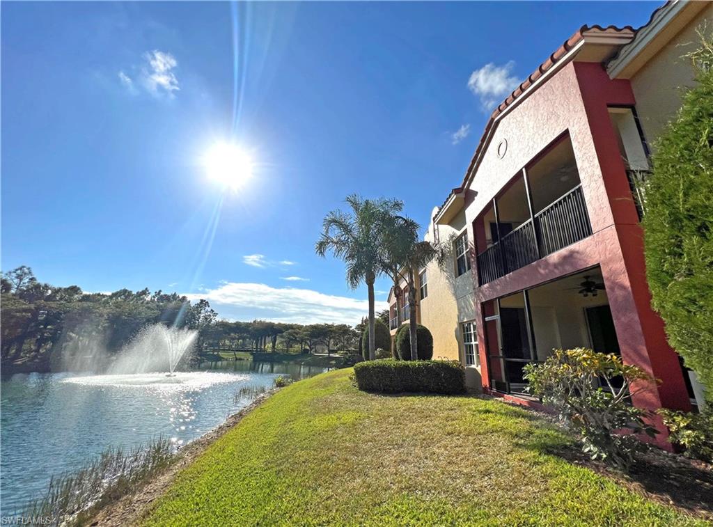 This large 3 bedroom, 2 baths, second floor coach home has it all, including an attached garage and a huge welcoming 2-story high entrance foyer! Enjoy beautiful views of the lake and 5 water fountains, lush landscaping and preserve, with Southern exposure. All of it offered turnkey furnished including everything you need to just move in. Also included is seller paying in full an upcoming assessment by the condo association for a new roof, a $ 34,500.00 value. This unit is located in the Enclave, a part of Rapallo that consists of just 90 coach homes. The Enclave has its own pool and lake house. Right next to this unit's building starts a beautiful boardwalk through nature preserve, that further brings you to the Rapallo Amenity Center, which features 2 lagoon style pools, spa, screened lap pool, 5 har tru tennis courts, fitness center, all accompanied by full time activity directors. It's just a 5 minute walk to Coconut Point Mall with hundreds of shops and restaurants. Take a short trip to one of the beautiful beaches, and enjoy all the attractions the Naples, Bonita Springs, Estero, and Fort Myers areas have to offer because you are right in the middle of it!