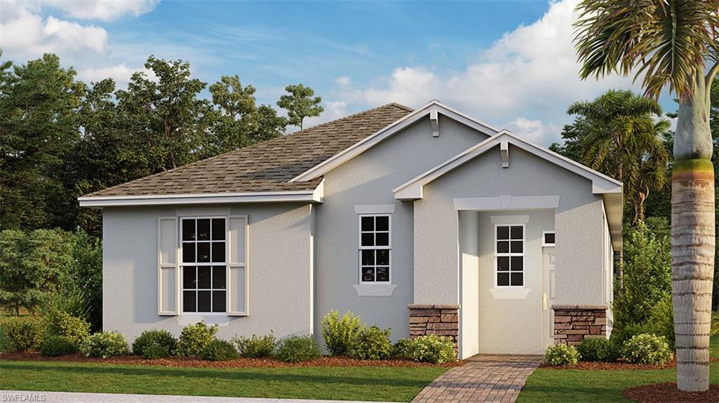 Under Construction. Welcome to the Marigold located in heart of Labelle. This home is 1703 sq ft with three bedrooms and two full baths. The covered entryway leads to a welcoming foyer with tray ceiling. Located just off the foyer, the two guest bedrooms share a spacious guest bath. The well-appointed kitchen features designer cabinetry, quartz countertops and a walk-in pantry with plenty of storage space. The kitchen seamlessly flows to the dining and family rooms creating a large entertaining space that leads out to the covered lanai. The primary suite is located at the back of the home for privacy, and includes a double vanity, walk-in closet, and tiled walk-in shower. The laundry room is located directly off of the rear entry of the home where there is also a nook that creates an ideal space for a coat rack or hall tree. Beautifully landscaped and well maintained, this home has all you need to live comfortably.