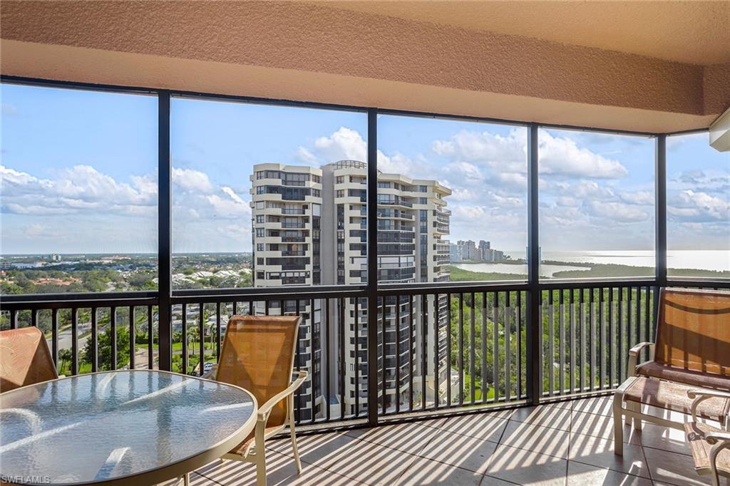 Enjoy stunning views of the Gulf from every room and the twinkling of evening coastline lights from this 15th floor home. This flowing residence features two ensuite bedrooms, walk-in closets, two-and-a-half baths, ample storage and 10-foot ceilings. The large kitchen is designed with stainless steel appliances, wine cooler, trash compactor, granite countertops and eating area. Additional upgrades include crown molding, tray ceilings, granite countertops, recessed lighting, silhouette window treatments and built-in Sonos speakers. The lanai is a perfect location for watching sunsets and delighting in coastal breezes.

Residents of Dorchester enjoy being steps away from the Pelican Bay South Beach boardwalk and tram. In Spring 2018, a new remodel will begin which will enhance the quiet elegance of the building with soothing tones and a timeless decor enhancing its charm and ambiance. The Dorchester is equipped with back up generator in case of power outage, storage on each floor and air conditioning units are maintained or replaced if necessary by the management.