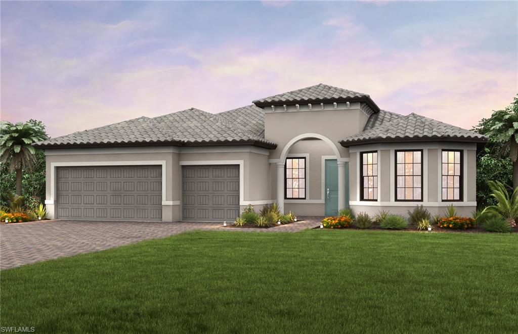 This Pinnacle floorplan home features 3 bedrooms, 3 baths, a den, a 4 foot garage extension, and zero corner sliders leading to a covered lanai with outdoor kitchen pre-plumbing on a golf course view!  Inside the home you will find quartz countertops throughout, built-in stainless steel appliances, raised ceiling heights, tile in the main living areas, carpet in the bedrooms, and much more!  
Upscale golf and relaxed, resort-style living await you at River Hall Country Club. This 1,500 acre master-planned community features homes, nestled around natural preserves, lakes, and a Davis Love III masterpiece.

This community features amenities including a 14,000 Sq. Ft. Clubhouse, lagoon style pool, fitness center & aerobics room, game room, Kids' Corner, Liberty Room, and arts & crafts room, sports courts, and On-site Activities Director.  There is also a brand new 4,500 sq. ft. Country Club Lakefront Pool and Tiki Bar featuring colorful poolside cabanas and an open-air bar with full food & bar service with wide-screen TV's.  Photos are for illustration purposes only, options may vary.  Home is under construction, completion estimated in June.