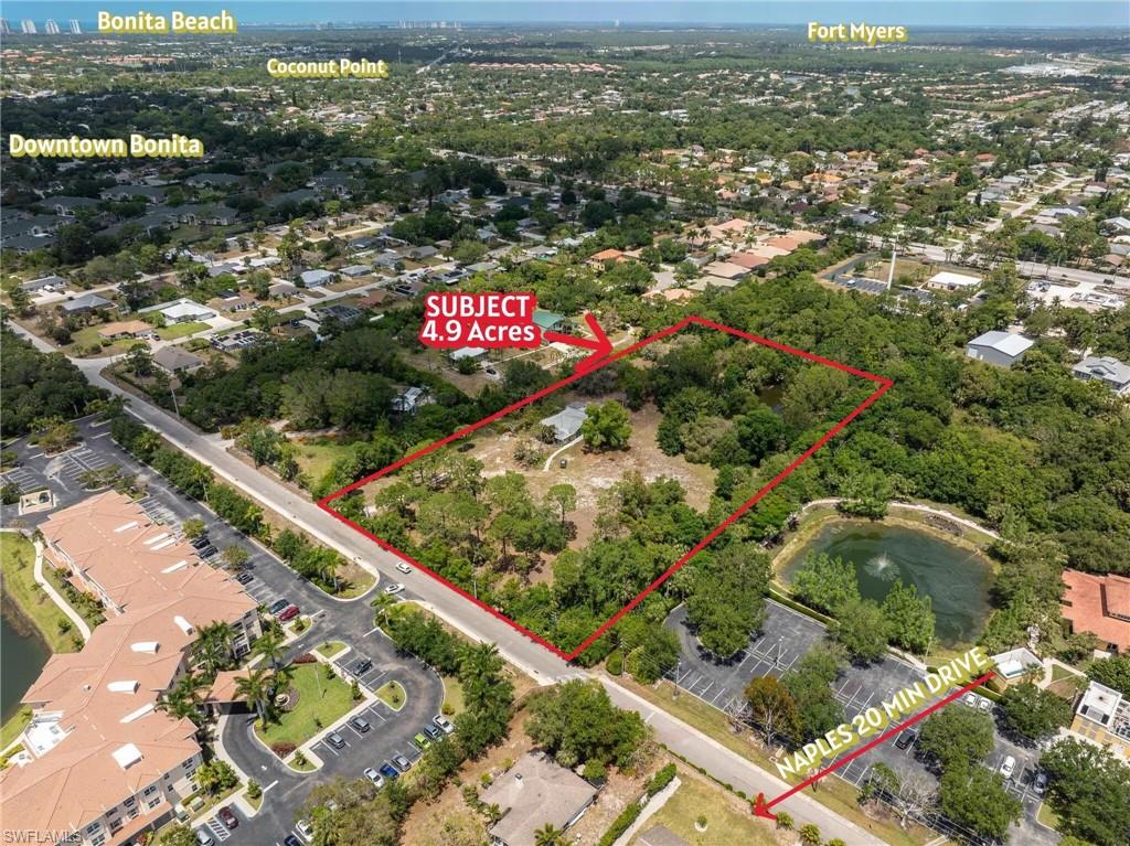 Outstanding ALF/Memory Care site in Bonita Springs, next door to Hope Hospice and across the street from American House ILF/ALF/CCF. The property is 5 miles from NCH Bonita Springs ER, 6 miles from Lee Health Coconut Point Hospital, 7.5 miles from NCH North Hospital, and 11 miles from Physicians Regional Hospital. Ideally located 2 miles west of I-75 and 2 miles east of US 41, the property is central to all of Bonita Springs while still tucked away. It is less than a mile from Old 41 and downtown Bonita’s parks, river access, restaurants, and entertainment.

Downtown Fort Myers and Old Naples are both less than an hour away. The site is mostly cleared and includes an existing single-family residence and a man-made lake. An environmental study shows no wetlands or endangered species on site. City water and sewer service are on site, along with underground electric service and paved road access. Natural gas is available on the south side of Longfellow Lane.

Multiple uses are permitted as-is, including animal clinics, kennels, ALF, churches, adult/child daycare, commercial/private stables, single-family residence, guesthouse, accessory structures, and more. The property abuts the Hope Hospice campus to the east, a quasi-commercial healthcare use. To the south is American House, an assisted/independent/congregate-care living facility. To the north is a church, and to the west is a large-lot single-family residence zoned RS-1.

All surveys, studies, and consultant reports are available to the contract purchaser.