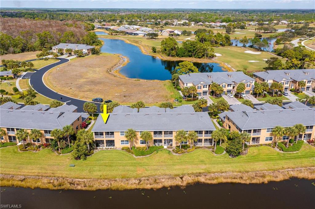 Florida's Tranquil Lifestyle awaits you only 7 miles east of I75 & only 3 miles from Verandah Golf Club. River Hall Golf and Country Club offers the most affordable Golf community in SWFL! Over 2200 SF of Luxury living for under $400k! Bright and spacious 2nd floor Aston Oaks CORNER unit with soaring ceilings and waterfront views! Immaculate and updated 3 bedrooms plus den unit is move in ready. When you enter the first floor you are greeted by a spacious foyer. Large master bedroom has 2 walk-in closets and the master bath has his/hers sinks and soaker tub. New carpet has been upgraded in the bedrooms and stairs. The living room and all bedrooms are located upstairs. Other updates include: 5 1/4 inch base boards, newly painted walls, a Luxurious 72" Dimplex electric fireplace and new kitchen appliances. New roofs were completed in 2021. Beautiful sunrises and sunsets daily from the large screened in porch. Spacious single car garage can fit a small car and golf cart. Ashton Oaks residents have a private pool as well as access to the Town Center pool and the newly built Tiki Bar and a pool which is exclusive to River Hall residents.