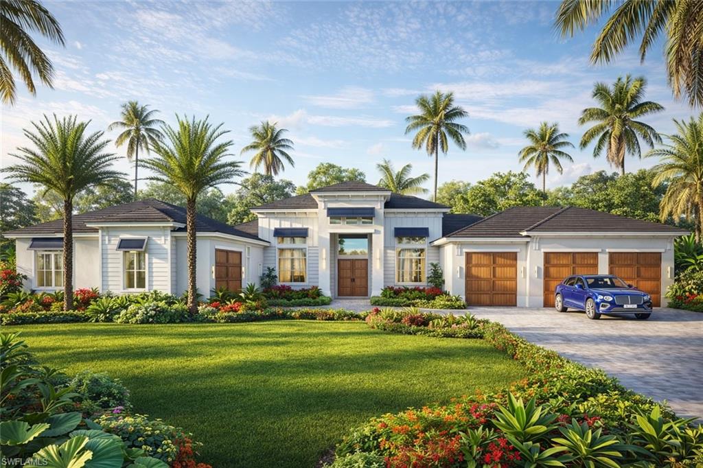 One or more photo(s) has been virtually staged, AI generated or rendered.  One or more photo(s) has been virtually staged, AI generated or rendered. Set on 2.73 acres within Livingston Woods, one of Naples’ most coveted estate corridors, this to-be-built custom residence by Gulfstream Homes represents a rare convergence of land, scale, & refined execution. Encompassing over 4,400+ square feet, the architecture will be refined & balanced, with a strong, symmetrical front elevation and a thoughtfully articulated floor plan designed for both privacy and fluid living. Inside, expansive living spaces unfold beneath elevated ceiling details, where clean lines and warm natural materials create a composed, modern aesthetic. The great room transitions seamlessly into a designer kitchen and dining area, all oriented toward the outdoor living experience. Walls of glass dissolve the boundary between interior and exterior, opening to a resort-caliber pool, covered lanai, and lush tropical landscape that defines the Naples lifestyle. The split-bedroom configuration ensures a private primary suite, while guest quarters are positioned with intention and discretion. Every finish, fixture, and sightline has been curated to deliver understated luxury rather than excess. Opportunities of this caliber, combining new construction, acreage, and architectural integrity in Livingston Woods, are increasingly scarce. This is a legacy build that will span through decades in one of Naples' most coveted acreage locations. One or more photo(s) has been virtually staged, AI generated or rendered.