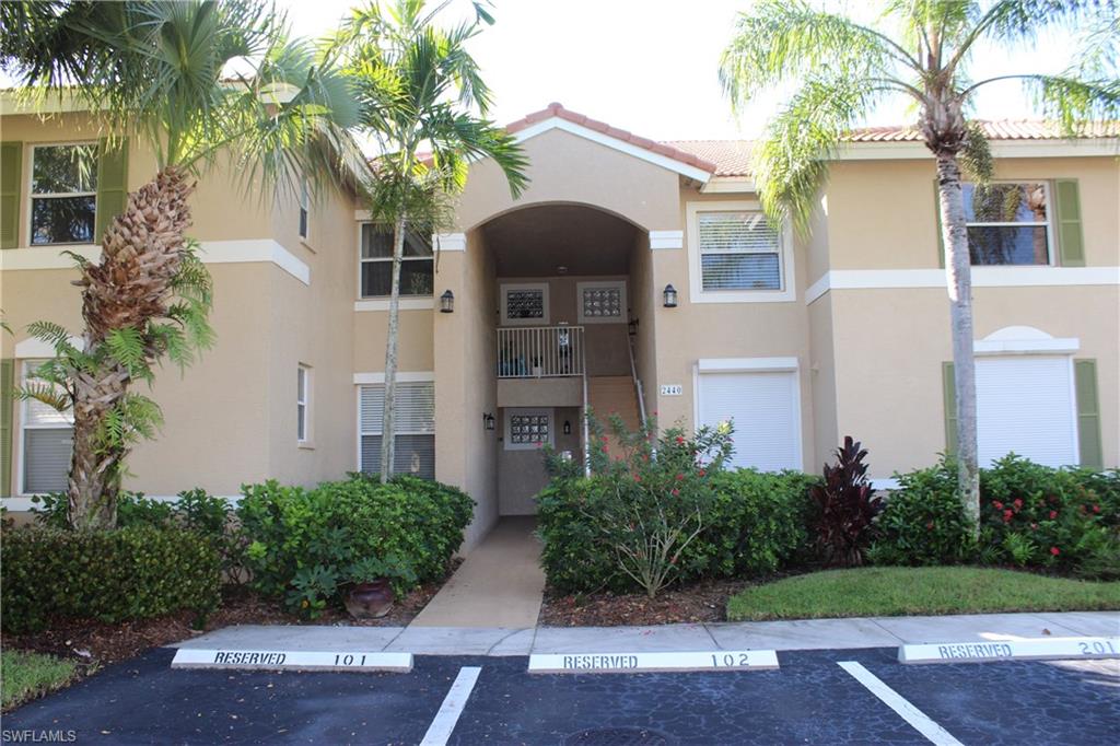 This is a bright cozy END-UNIT 2 bedroom + den located in Huntington Lakes, one of Naples premiere gaited communities. Enjoy  southern exposure and beautiful lake views from your lanai and Master bedroom.  The Lanai  contains sliding glass doors giving you the option of being fully enclosed, which can add 127 square feet to your indoor living space. This Condo has a detached garage with new paint and shelving which adds an  abundance of storage space. AC is New in the last year. Huntington Lakes is a North Naples and boasts 5 lakes, 3 swimming pools, newly renovated Clubhouse, fitness room, billiards room, lighted tennis courts an so much more.  Just a short drive to Vanderbilt Beach, Mercato,  and Fort Myers SW International Airport.