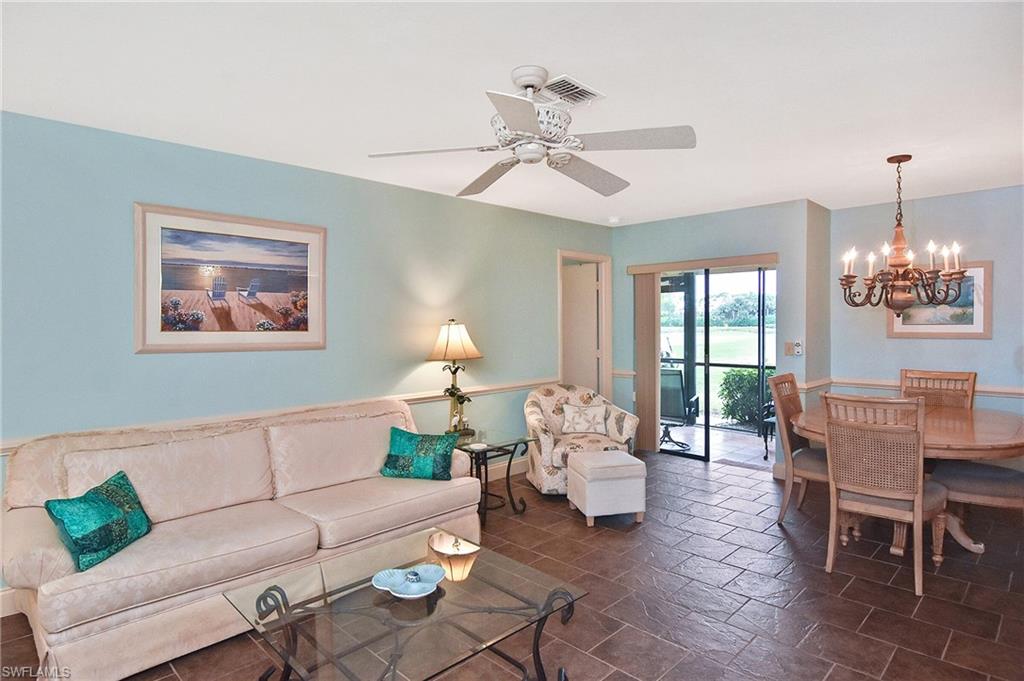 FIRST FLOOR- unit 2 Two bedroom plus a den being sold TURNKEY. Cross Creek Country Club has bundled golf at affordable rates! 
 Pictures cannot capture the true beauty of the great condo! This unit has tile flooring throughout main living area, stainless steel appliances with a brand-new dishwasher and range, updated bathrooms and amazing golf course and lake views! Located at the end of the building, easy access with no stairs or elevators to worry about. Condo is nicely decorated and being offered turnkey. Additional features include storage space, covered carport and nearby neighborhood pool. Community amenities also include clubhouse with pool and spa, tennis, pickleball, bocce, restaurant, and more! Conveniently located off Daniel’s Parkway, nearby shopping, dining, and entertainment opportunities. This bundled golf community with low HOA fees and low taxes is also within a 30-minute drive of RSW International Airport, the Twins and Red Sox Spring training stadiums and of course- the beautiful beaches of SW Florida!