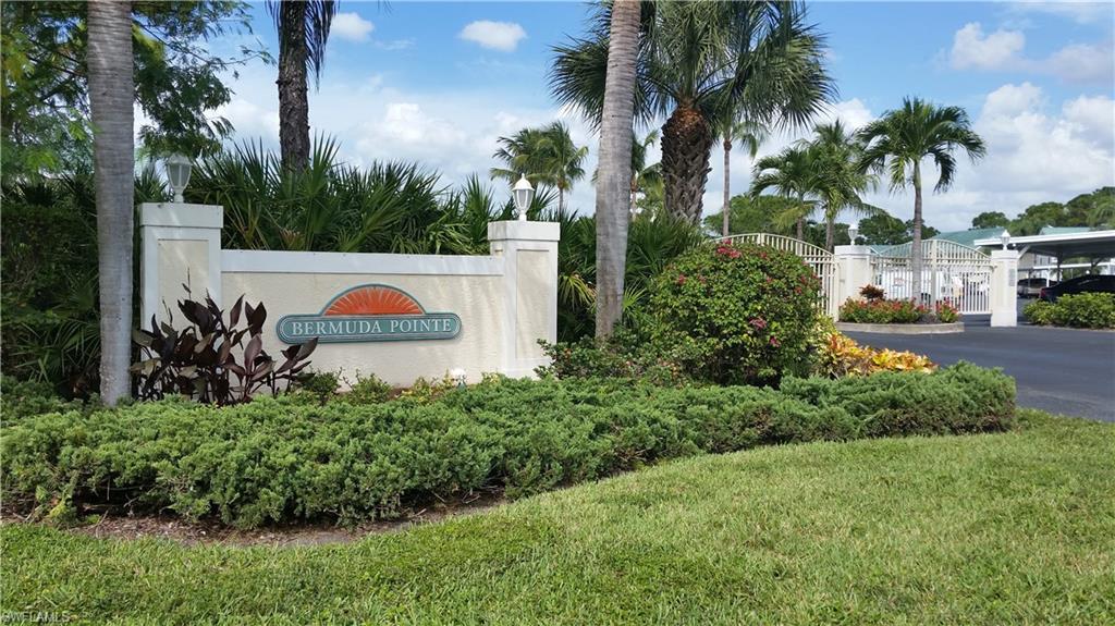 This Bermuda Pointe community has the perfect location, well maintained and just the perfect size. West of 41, tucked away, quiet and only mins to Bonita Beach, Barefoot Beach and Delnor Wiggins State Park and  Beach. This bright & airy second floor end unit with cathedral ceilings has a very spacious feel. The added decorative trim gives character to the open concept floor plan. It includes a breakfast bar, eating area, and pantry in the vaulted ceiling kitchen. The lanai has removable sliding panels over screens which adds another dimension of living space under air. Views are private & wooded. The large Master Bedroom with vaulted ceiling opens to lanai and has walk-in closet. Master bath has double sinks and built-ins. The second bedroom has the privacy of its own suite at the end of hall with a separate 8x8 full bath.  Refrigerator, Water heater, washer and disposal only a year old. A/C unit was installed in 2009. Enjoy pool, hot tub spa and grilling area for neighborhood gatherings. Fully Furnished, must see!