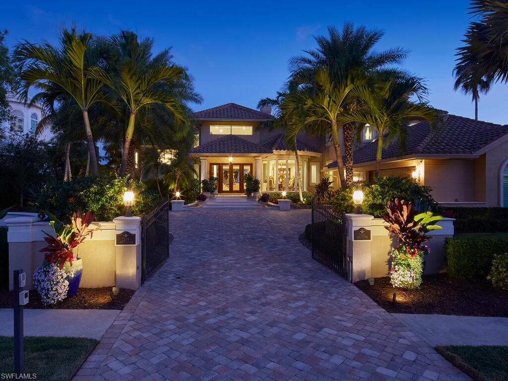This grand estate with gated drive is located on 1 of 6 coveted Barfield Court waterfront lots with 143’ of waterfrontage, southern exposure, endless views of the Ten Thousand Islands, and Gulf. No detail has been overlooked in this completely renovated 6 bedroom plus den, 9 bath home with second story terrace, media room that can sleep 5, 2 laundry rooms, and rare 1600+ square feet under home storage. Upon entering this magnificent home, you will immediately be taken with the soaring 26’ ceiling, sweeping staircase, grand fireplace, and exquisite details throughout. The gourmet kitchen boasts custom cabinetry, granite counters, large island, breakfast bar, and walk-in pantry. The master suite is the epitome of luxury with stunning views, private sundeck, and an opulent master bath. The first floor opens to the lanai with oversized pool, spa, summer kitchen, dedicated pool bath, and breathtaking views. The custom dock is a fisherman’s dream sure to accommodate all your toys with 2 boat lifts and jetski lift. This palatial home will make you feel like you've found paradise. Vacant homesite 2 doors down recently sold for $11MM.  Seller is a licensed real estate agent.