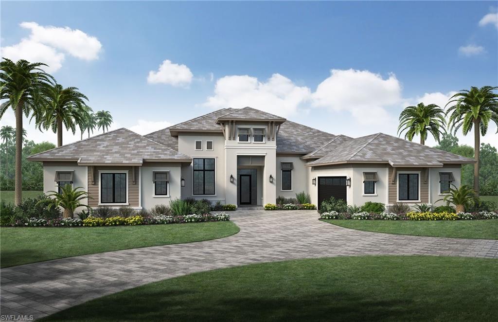 Stock Custom Homes and Clive Daniel Home proudly present this gorgeous residence that will offer four bedrooms and four and one-half baths, plus a pool bath, within 4,477 square feet under air. The foyer will set the tone for the home with an inlaid marble flooring accented by warm, maple wood tones. The same wood tones are carried up to the ceiling in the great room to create an inviting feeling. A stunning three-pendant chandelier will draw the eye in the center, while an over-scaled lounge sectional in a warm taupe color palette, accented by polish chrome lounge chairs in a subtle geometric pattern, will bring back the feeling of comforts.Touches of beauty continue into the generous-sized kitchen, which will have warm white Omega cabinetry with countertops in a fresh white color palette with accents of grey marbling. A white glass-textured subway backsplash will work nicely with starburst chandeliers and velvet barstools in a washed aqua color. Sub-zero, Wolf appliances. The generous outdoor covered living space will encompass 1,348 square feet with electric screens, oversized pool and fully equipped kitchen.