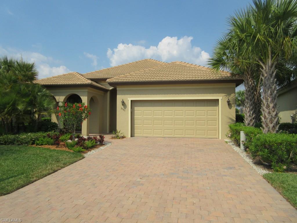 LIKE NEW....Built in 2012, this three bedroom, two bath pool home is a fantastic opportunity for someone looking to move into a beautiful gated golf course community.  The house features stainless steel appliances, custom cabinets, an attached 2 car garage and an eastern exposure of the lake.  The Verandah offers 2 championship golf course, a great tennis program, 9 miles of biking and walking trails, kayaking and even a doggy park for mans best friend.  The Verandah is very close to hopping downtown Fort Myers and is less than 2 miles from the Caloosachatchee River where you can enjoy boating, fishing, water skiing and wave running.  LOOK, COMPARE...AND THEN YOU'LL SEE THE VALUE IN THE BEAUTIFUL HOME.