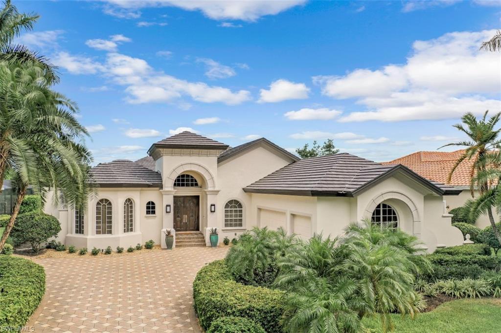 A spectacular custom Welch Courtyard Home with premium lake and golf course views is now available in Renaissance! This property boasts a completely redesigned kitchen with beautiful white cabinetry, granite countertops and high-end luxury appliances. The newly tiled courtyard area comes fully equipped with a summer kitchen, bar seating, plentiful covered patio space and cabana guest suite. This property is extremly unique - all three bedroom suites have direct access out to the courtyard area and is ideal for creating engaging and functional space when hosting family and friends. The generously sized Master Suite is located on a private wing of the home and includes a luxurious master bath, oversided closet with built-in cabinetry and private screened lanai overlooking the sparkling lake. This home has been meticulously maintained and features a BRAND-NEW FLAT TILE ROOF, newly painted exterior, newer AC Systems (including AC in Garage), newer kitchen appliances, newer pool equipment, generator and super screens installed on the private lanai overlooking the lake and golf course.