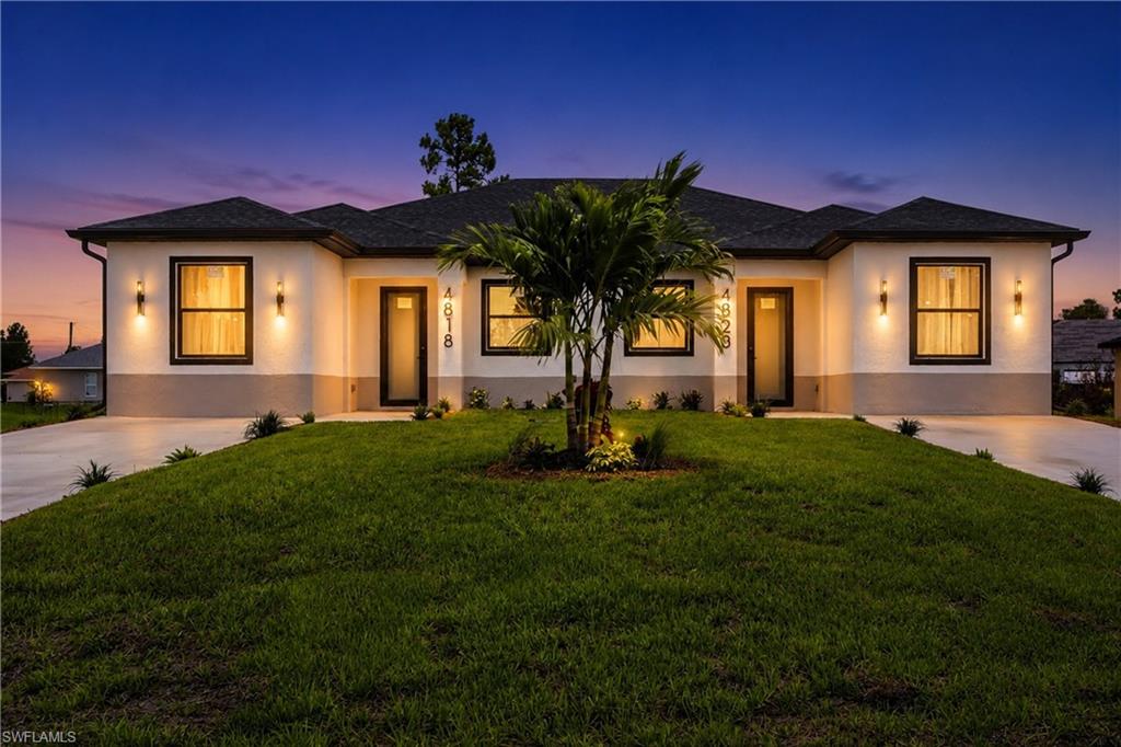 Seller offering toward buyer closing costs and/or interest rate buy-down with acceptable
offer. Discover an exceptional investment opportunity with this brand-new duplex situated on a rare
oversized 12,344 SF (0.287 ACRES) lot in one of Lehigh Acres; fastest-growing areas. Offering a total of 6
bedrooms and 4 bathrooms, this property is designed for investors, owner-occupants, and
multigenerational living, combining modern finishes, functionality, and long-term value.
Interior features include large-format porcelain flooring, quartz countertops, stainless steel appliances,
contemporary cabinetry, and walk-in closets throughout both residences.
One of the property's most unique features is the private exterior access from each primary suite
directly to the covered lanai. This thoughtful design creates enhanced privacy and flexibility rarely found
in comparable duplexes, making the space ideal for multigenerational living, guests, remote work, or
evolving lifestyle needs.
Built for Florida living, this property features impact-resistant windows and doors for added storm
protection, durability, and potential insurance savings. A 1-Year Builder Warranty is included for added
peace of mind.
Whether you're looking to generate rental income, live in one unit while renting the other, or expand
your investment portfolio, this turnkey duplex offers an outstanding combination of quality, versatility,
and appreciation potential.
Great location with easy access to Fort Myers.