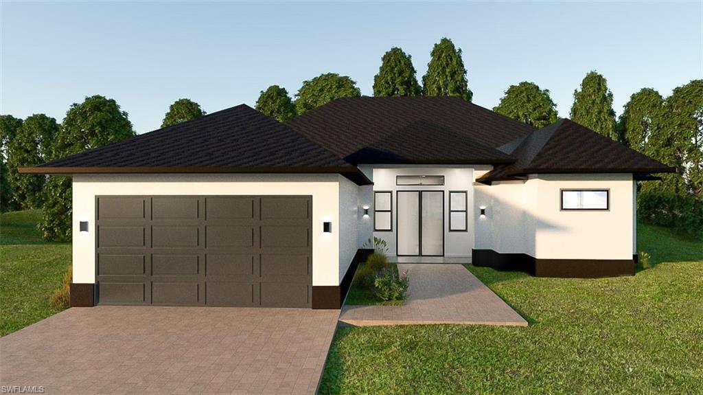 Brand-new construction and move-in ready! This beautifully designed 3-bedroom plus den, 2-bathroom single-family home sits perfectly on a spacious .25-acre lot in Northwest Lehigh Acres. Built with concrete block construction, the home offers ultimate peace of mind with high-quality impact-resistant windows and doors throughout. Inside, enjoy a bright, seamless open-concept living, dining, and kitchen area highlighted by gorgeous tile flooring, premium finishes, and sleek quartz countertops. The generous master suite serves as a private retreat, featuring dual sinks and two expansive walk-in closets. Complete with a 2-car garage and an open lanai, this modern gem is a must-see!