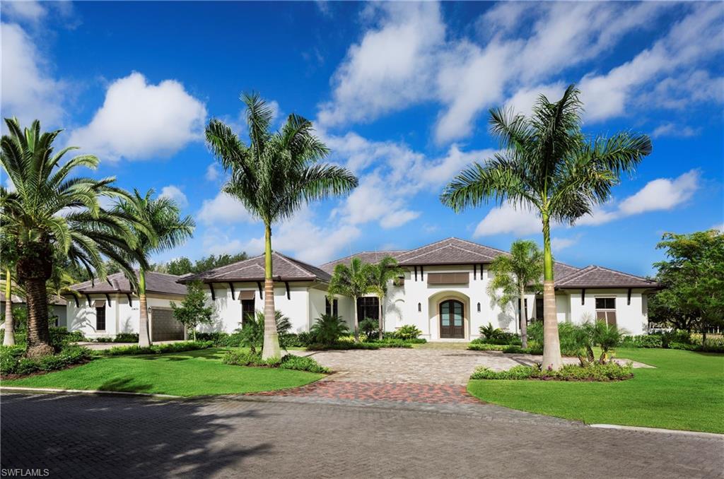 Meticulously appointed on one of the best available home sites in Quail west is Diamond Custom Homes "Basseterre". 4BR+ Study    4 full BA + powder room and pool bath with 5,641 sqft under air and 8,515 sqft under roof. Enjoy lake, golf course, and sunset views on this near acre lot. Enter into the oversized grand parlor with a fireplace overlooking the bubbling fountains and infinity edge custom designed pool and spa. Large great room floor plan with formal dining and wet bar paired with oversized temperature controlled wine room. Gourmet kitchen includes top of the line appliances, superior cabinetry, breakfast bar and family dining. Privately located on the right side of the home with separate pool access is the spacious master suite with sitting area that is complimented with large walk in closets and an elegant bath. On the left side of the home is 3 guest bedrooms with baths ensuite. Laundry is positioned by the door out to the Large motor-court with 4.5 side loading garage spaces.