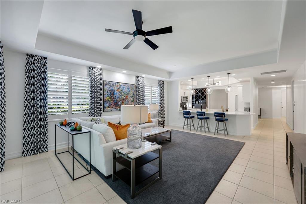 Step into this beautifully updated 3-bedroom, 2-bathroom home that perfectly blends comfort, style, and functionality. The heart of the home is the modern kitchen, featuring updated appliances, sleek finishes, and a built-in bar with custom storage—ideal for entertaining or casual family nights. The open-concept living space showcases a striking decorative wall and modern, updated lighting that adds both warmth and sophistication. Plantation shutters throughout the home provide a touch of timeless elegance while offering privacy and light control. Each bedroom is spacious and filled with natural light. Step outside to your private lanai, the perfect space for relaxing, dining al fresco, or enjoying the peaceful surroundings. This move-in-ready gem offers style, comfort, and all the modern upgrades you’ve been looking for. Don’t miss your chance to make it yours! While You are just steps away from Miromar's Amazing Amenities, Bellavista also has its very own pool and clubhouse. Miromar Lakes Beach and Golf Club, ideally located between Naples and Fort Myers, offers a resort lifestyle with nearly 2 miles of white sandy beach and 700 acres of freshwater lakes. Enjoy the Arthur Hills “Signature” Championship Golf Course and Clubhouse, a beach club with an open-air beach grill, a 10,000 sq. ft. resort-style pool, tennis courts, pickleball, bocce, a marina, boat docks, water skiing, sailing, a fitness center, and a spa. The Beach Clubhouse provides fine dining, a library, a wine room, a game room, and a business center.