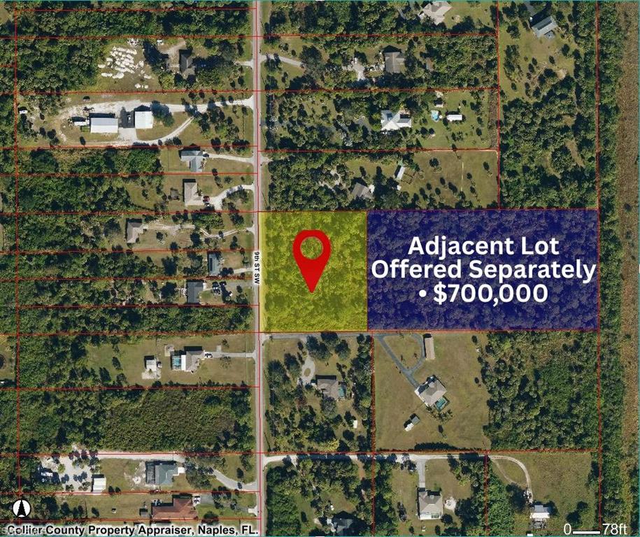 100% UPLAND prime 2.25-acre lot in Golden Gate Estates, ideally located just minutes from 951/Collier Blvd. This spacious parcel offers exceptional flexibility to build a custom estate home with room for a pool, guesthouse, barn, or hobby space, while preserving privacy and tranquility. Zoned to allow two residences—one main home and one guest house. Per FEMA DFIRM mapping, the property is located in Flood Zone X; flood insurance is not currently required by the lender (subject to change). DEP report available upon request. Additional opportunity: an adjacent 4.80-acre, 100% upland lot is also available (MLS #225081259), creating a combined 7.05-acre estate. Conveniently situated 5.4 miles to Publix, shopping, dining, and top-rated schools, with easy access to I-75 (8 miles via Pine Ridge Rd), Physicians Regional – Pine Ridge (8 miles), and RSW International Airport (33 miles). Enjoy proximity to Naples beaches, boating, and championship golf, making this an outstanding opportunity to build a private retreat in one of Naples’ fastest-growing communities.