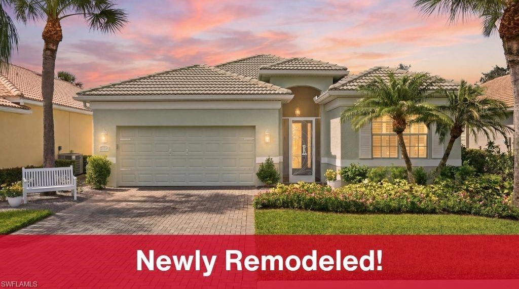 Experience the best of Naples living in Cypress Woods Golf & Country Club! Welcome to this beautifully maintained 3-bedroom, 2-bath single-family home with nearly 2,000 sq. ft. of living space in the desirable Bradford Lakes neighborhood. Built by Lennar in 2005, this light-filled residence offers a split-bedroom floor plan, tile throughout, and volume ceilings that create an open and inviting feel. The spacious kitchen features a pantry, breakfast bar, and eat-in area, seamlessly flowing into the family and dining spaces—perfect for both everyday living and entertaining. The primary suite offers golf course and lake views, along with a luxurious bath boasting a soaking tub, separate shower, and dual sinks. Step outside to your screened lanai with private pool and spa, where you can relax while enjoying serene views of the golf course, landscaped grounds, and water features. The home also includes a two-car garage, electric storm shutters, and negotiable furnishings for added convenience. Living in Cypress Woods means more than just a home—it’s a lifestyle. This bundled golf community includes an 18-hole course, clubhouse with restaurant, fitness center, resort-style and lap pools, tennis, pickleball, bocce, and endless social activities. Golf membership is deeded to the property, making this residence a true value. Located just minutes from shopping, dining, I-75, and Naples’ world-class beaches, this property offers the ideal blend of resort-style amenities and everyday comfort. Key Features: • 3 Bedrooms | 2 Baths | 1,982 Sq. Ft. Living Area • Private Pool & Spa (Electric Heated) • Golf, Lake & Landscape Views • Split-Bedroom Layout | Volume Ceilings | Tile Floors • Bundled Golf Membership Included • Gated Community with Clubhouse, Pools, Tennis, Pickleball, Fitness & Dining