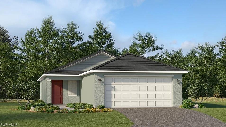 One or more photo(s) has been virtually staged, AI generated or rendered.  Gatherpoint is a community of new single-family homes within the top-rated Ave Maria masterplan, offering resort-inspired amenities and a vibrant social setting in sunny Ave Maria, FL. This new single-level home boasts a low-maintenance layout. Off the foyer, an open-concept floorplan combines the kitchen with the living and dining areas, and a convenient patio offers seamless indoor-outdoor transitions. Three bedrooms are tucked away to the side of the home, including the luxe owner’s suite in a private back corner. Prices, dimensions and features may vary and are subject to change. Photos are for illustrative purposes only. Estimated delivery date is Oct/Nov 2026.