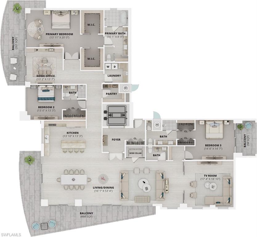 A rare full-floor penthouse residence encompassing nearly 4,800 total square feet, offering unmatched privacy, scale, and sophistication. A dramatic 70-foot-wide great room anchors the home, capturing breathtaking, near-panoramic waterfront views and creating an extraordinary setting for both grand entertaining and everyday living.

The seamless flow between the kitchen, living, and dining areas extends to multiple expansive terraces, while the thoughtfully designed layout includes 3 bedrooms, 3.5 baths, and a dedicated office. The primary suite is a true retreat, featuring a spa-caliber bath with a freestanding soaking tub and oversized walk-in shower.

This residence is further enhanced by three covered parking spaces and two private, climate-controlled storage units on the same floor totaling approximately 165 square feet, delivering exceptional convenience.

Penthouse residences are currently sold out; however, at this stage of construction, a unique opportunity exists to secure one additional “Wave” layout. This is available for a limited time only, with the added benefit of select layout customization for the future owner. Buyers are encouraged to act promptly to secure this one-of-a-kind offering.

A rare offering within ONE, an intimate 21-story boutique tower redefining waterfront luxury in Fort Myers. With only 34 total residences and just two homes per floor, this is a level of privacy and exclusivity virtually unmatched in Southwest Florida. Every residence is a corner end-unit, ensuring sweeping river views, abundant natural light, and a serene, residential feel far removed from typical high-rise living.

Access your home via a private entrance elevator that opens directly into your own foyer.
Residents enjoy a curated collection of waterfront amenities, including an infinity-edge pool, a riverfront beach area with cabanas, boat dock, private riverfront kayak launch area, chef-inspired cabana BBQ, State-of-the-art fitness center, cozy and inviting fire pits, pet grooming salon, and much more, all reserved for only 34 owners.

This is a residence defined not just by design, but by rarity, functionality, and a level of everyday convenience that makes it truly livable year-round, as a second home or investment. 

Ideally positioned just moments from the Historic River District of Downtown Fort Myers, residents can enjoy walking access to downtown shops, restaurants, and year-round events, while returning home to a more private, tranquil setting. The trolley stop right in front of ONE further enhances connectivity to downtown.

Secure your future residence at ONE today: Within this limited collection, opportunity is finite and pricing will evolve as availability narrows. Take advantage now and position yourself ahead of the continued growth and expansion of Downtown Fort Myers. (PID #:13-44-24-P2-00006.0020)