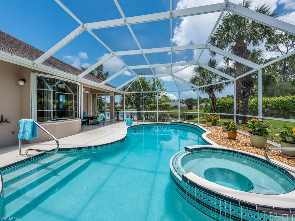 V.2691 Rarely available Charming Villa with sweeping lake views, pool & spa and privacy galore! Volume ceilings throughout with 3 bedrooms, 2 baths and 2 car garage. Located on a quite cul-de-sac in Imperial Golf Estates in North Naples close to Mercato and Wiggins Pass State Park for easy beach access. This attached villa was remodeled with granite counters, new cabinetry and SS appliances in 2009.  Generous-sized rooms, spacious closets, storm protection, large picture windows with newer AC, HWH, pool heater, W/D and irrigation pump. Memberships to Imperial Golf Club with 36 championship holes are available.