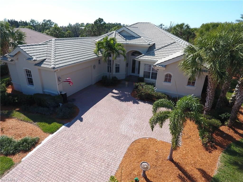 This Crown Colony first model single family home is the Covington model home which features all the builders upgrades with 12 to 18 foot ceilings throughout. The home overlooks Crown Colony's "signature hole" on the 11h green with beautiful views of the lake and fountain. Upon entering through the front door, you are welcomed by expansive views of the pool,spa, lake fountain and lush landscaping. Relax on the patio watching the gorgeous sunsets in the evenings. This Covington home is located in the prime location close to dining, retail, beaches, stadiums, Health Park Hospital and SW Florida International Airport. Enjoy the peaceful and friendly living while enjoying all the amenities Crown Colony is known for. Gulf Membership available with this estate home.